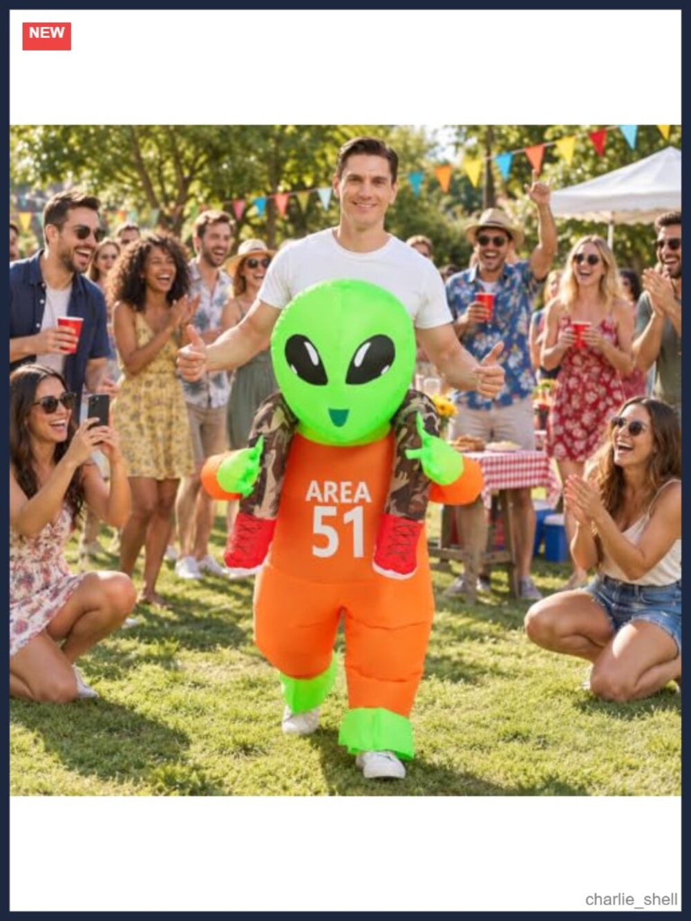 Inflatable Alien Costume Halloween Blow Up Cosplay Suit - Picture 2 of 6